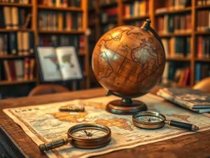 Uśmiechnięty mężczyzna z książką w przytulnej bibliotece, symbolizujący intelektualne cechy imienia Bruno.